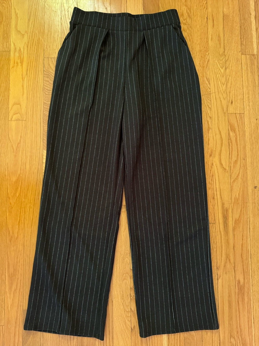 H&M Black Pinstripe Wide-Leg Dress Pants